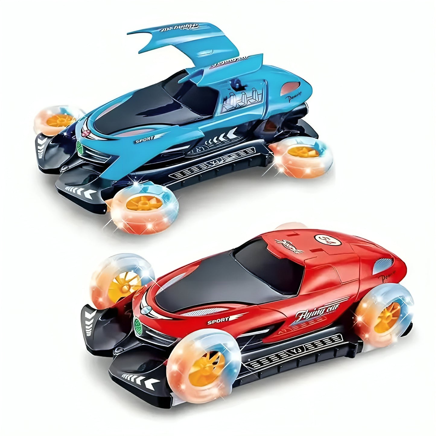 Flying Car Toy with 360° Rotating Wheels, Music & LED Lights