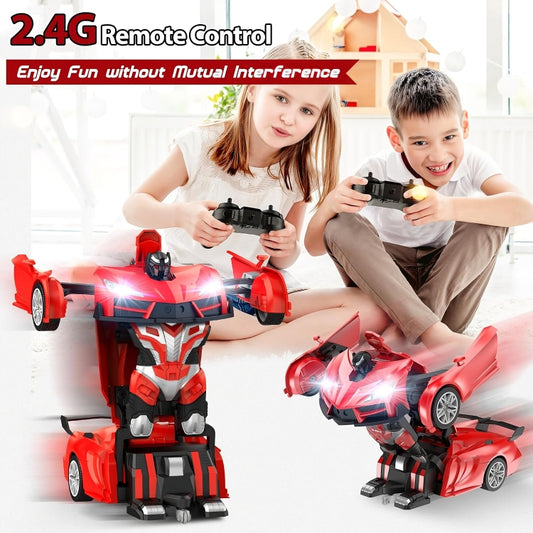Remote Control Transforming Robot Car – 2-in-1 RC Toy with Lights & Sound