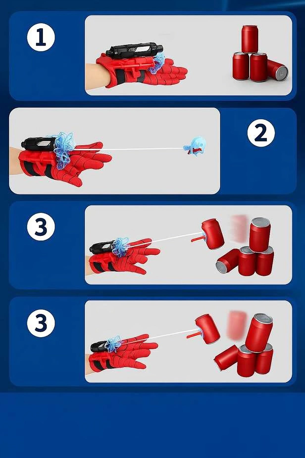 Spider-Man Web Shooter Glove with Target Cans – Roleplay Toy for Kids