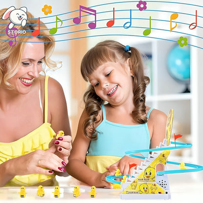 Climbing Duck Slide Toy with Music & LED Lights – Battery Track for Kids