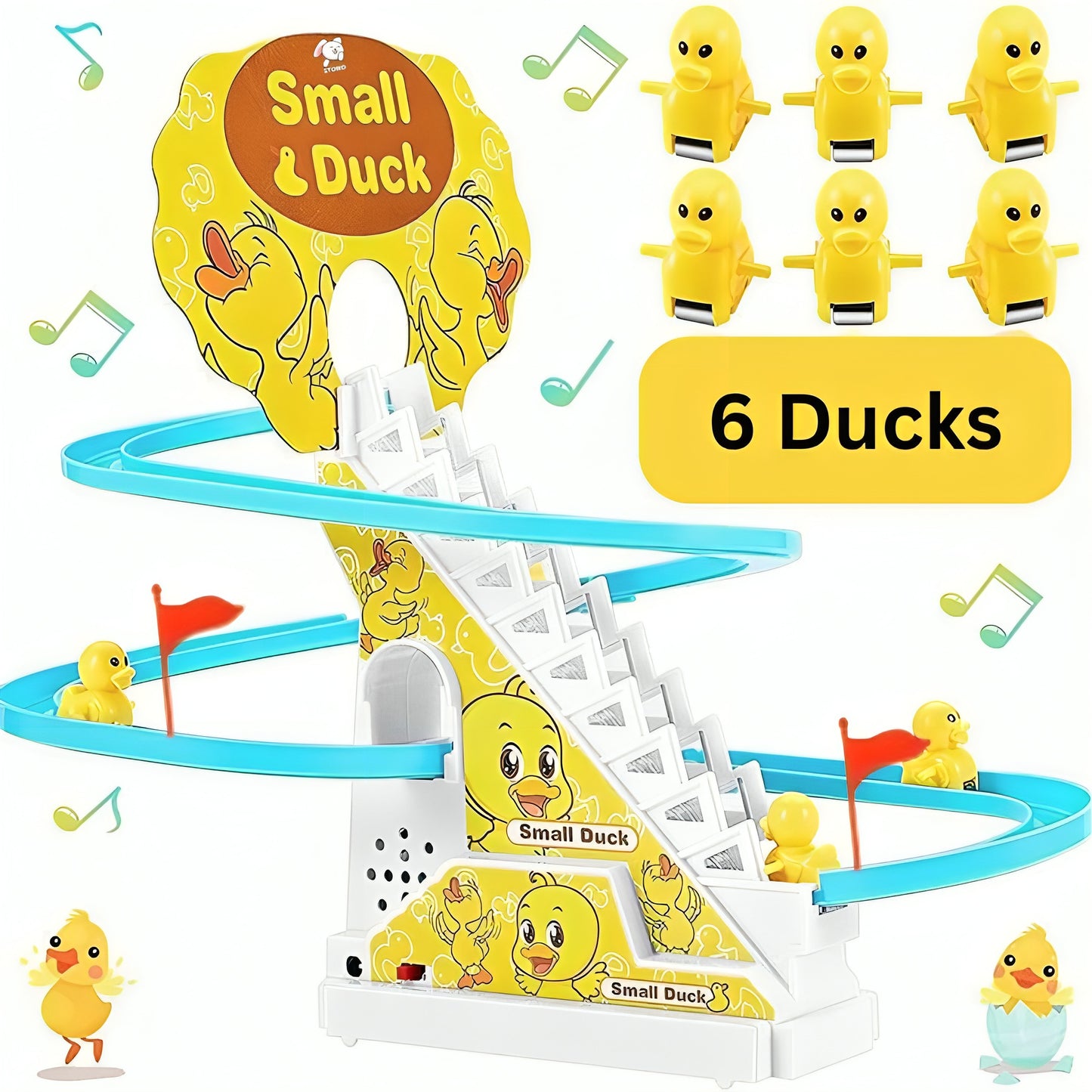 Climbing Duck Slide Toy with Music & LED Lights – Battery Track for Kids