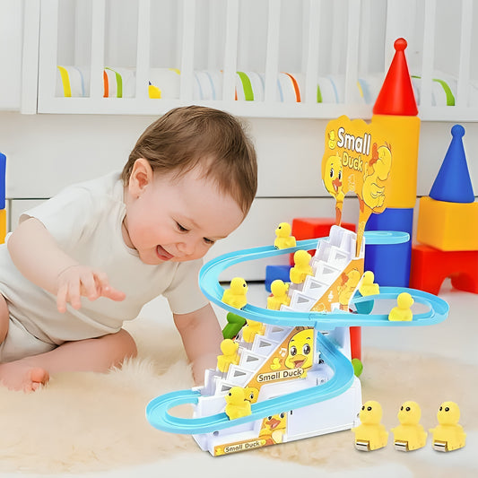 Climbing Duck Slide Toy with Music & LED Lights – Battery Track for Kids