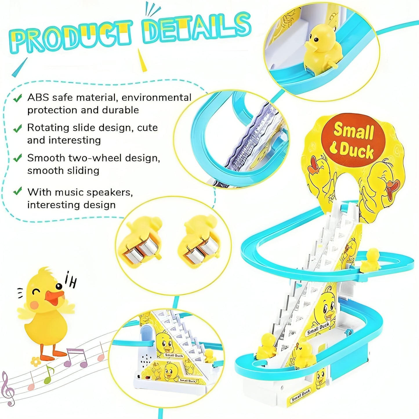Climbing Duck Slide Toy with Music & LED Lights – Battery Track for Kids