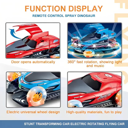 Flying Car Toy with 360° Rotating Wheels, Music & LED Lights