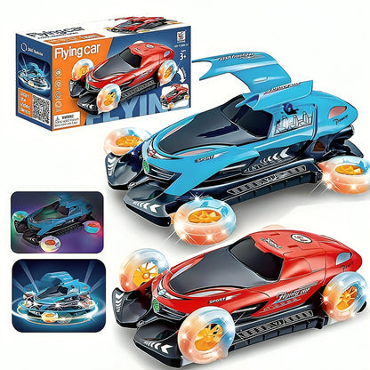 Flying Car Toy with 360° Rotating Wheels, Music & LED Lights