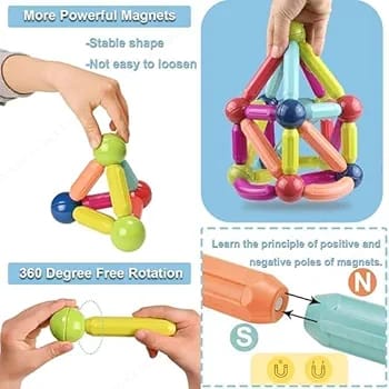 Magnetic Construction Building Blocks Set – STEM Toy for Kids (25 & 64 PCS)