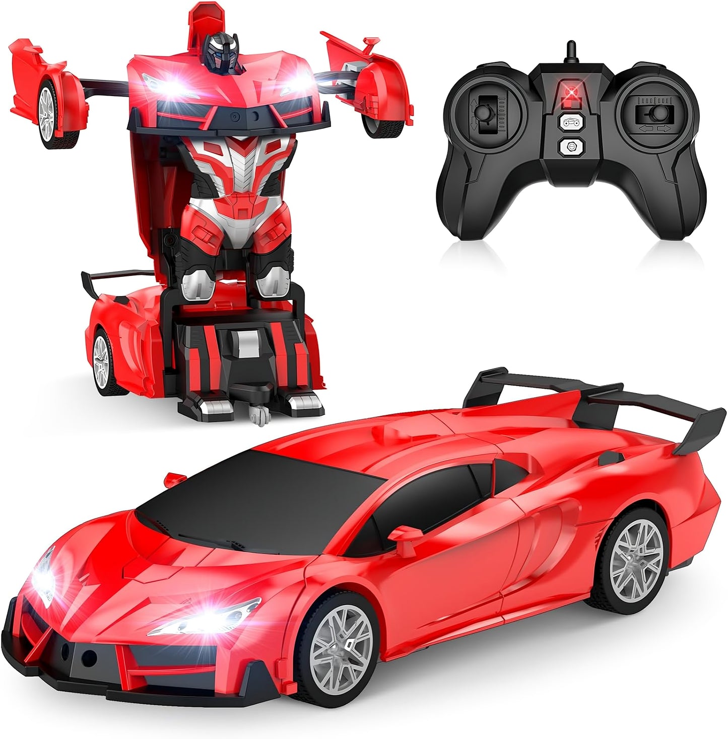 Remote Control Transforming Robot Car – 2-in-1 RC Toy with Lights & Sound