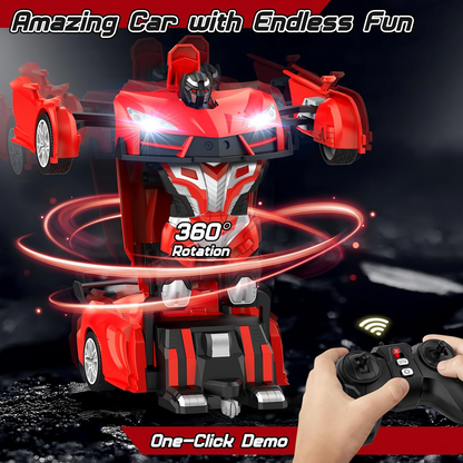Remote Control Transforming Robot Car – 2-in-1 RC Toy with Lights & Sound