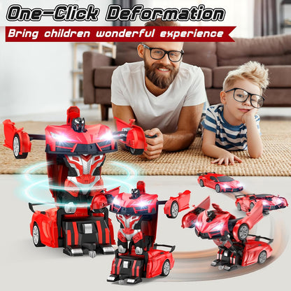 Remote Control Transforming Robot Car – 2-in-1 RC Toy with Lights & Sound