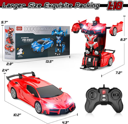 Remote Control Transforming Robot Car – 2-in-1 RC Toy with Lights & Sound