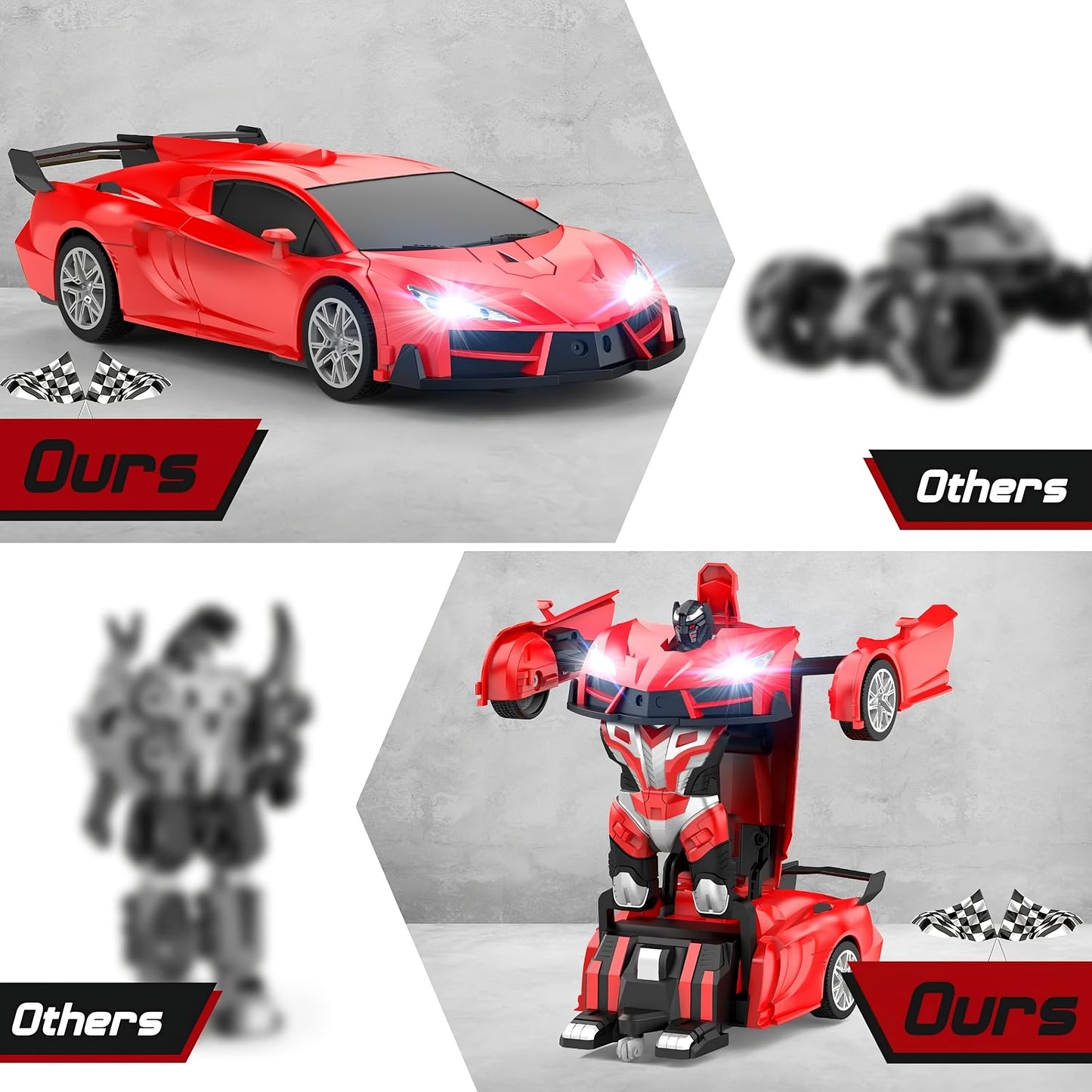 Remote Control Transforming Robot Car – 2-in-1 RC Toy with Lights & Sound