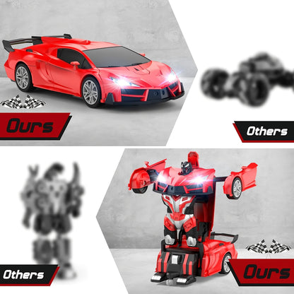 Remote Control Transforming Robot Car – 2-in-1 RC Toy with Lights & Sound