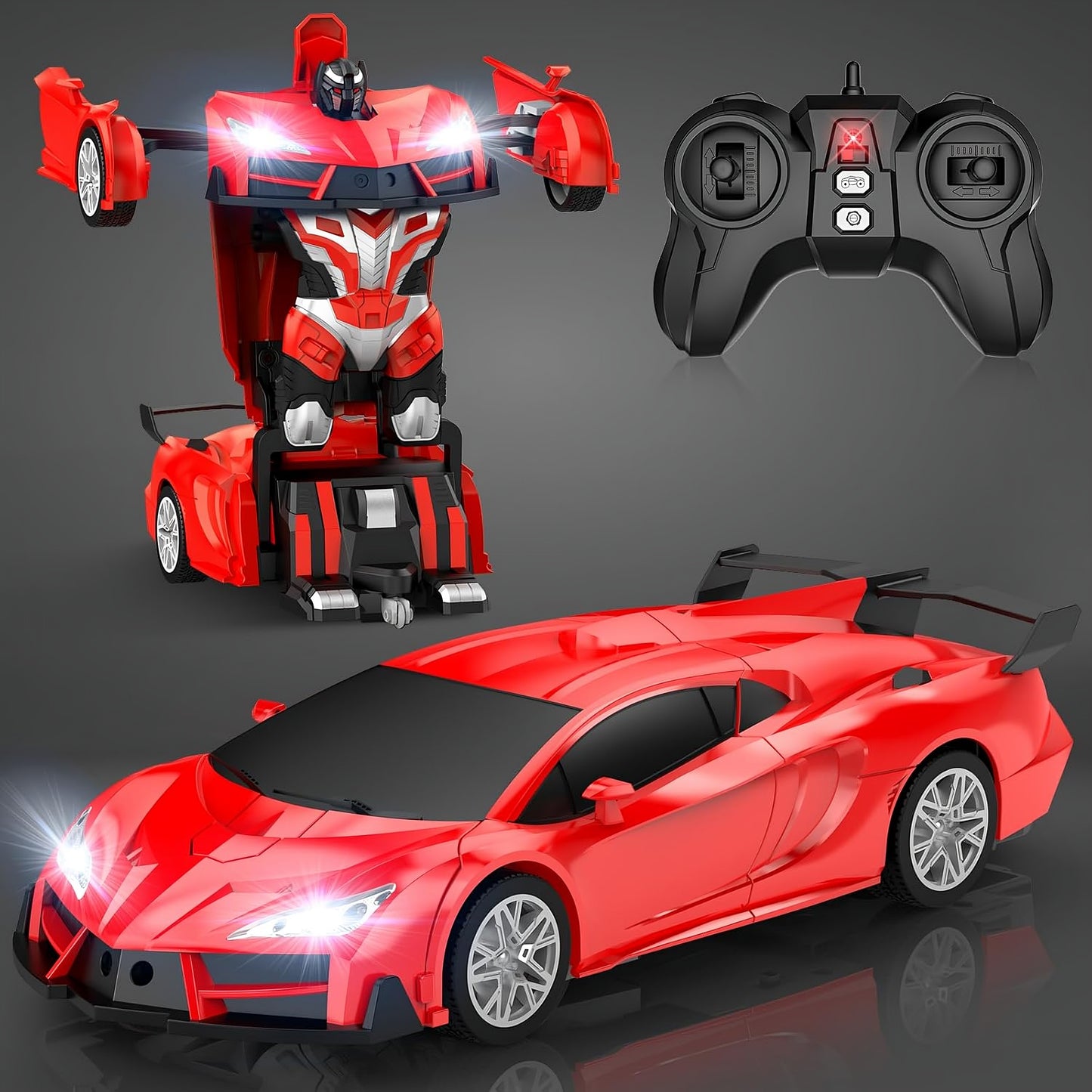Remote Control Transforming Robot Car – 2-in-1 RC Toy with Lights & Sound